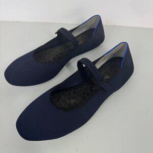 Rothy’s Square Mary Jane Flat Navy Blue Shoes Size 8 Knit Slip On